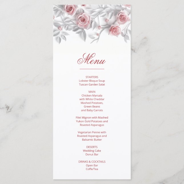 Menu 3D Roses Heritage Style  (Frente)