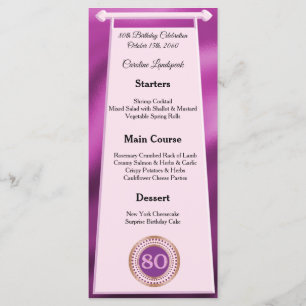 Menu 80 Feliz Aniversário Cor-de-Rosa-Cor-de-Rosa