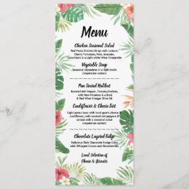 Menu A aguarela tropical floresce a recepção de