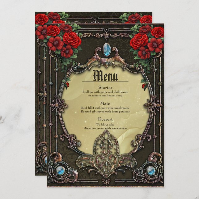 Menu A armação ostenta um design opulente (Frente/Verso)