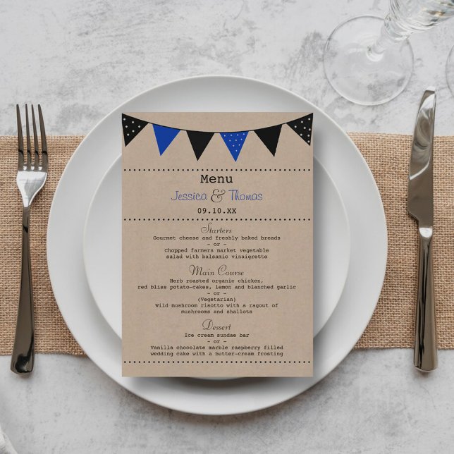 Menu A Coleção de Casamentos de Bunting Azul Moderno (Criador carregado)