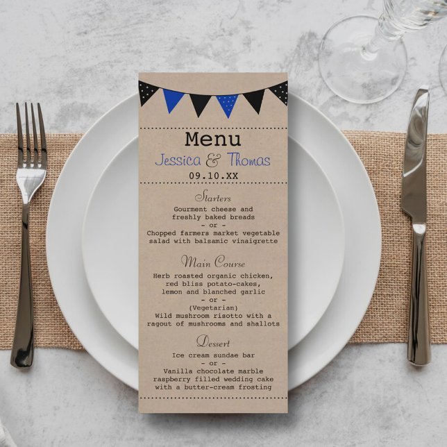 Menu A Coleção de Casamentos de Bunting Azul Moderno (Criador carregado)