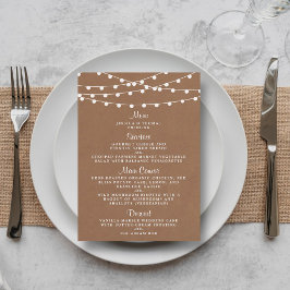 Menu A Coleção de Casamentos Rustic Kraft String Lights