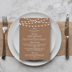 Menu A Coleção de Casamentos Rustic Kraft String Lights