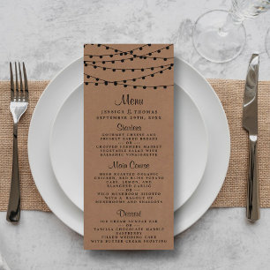 Menu A Coleção de Casamentos Rustic Kraft String Lights