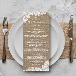Menu A Coleção Rústica de Lace Branco de Burlap & Vinta