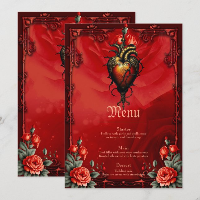 Menu A elegância gótica do coração (Frente/Verso)