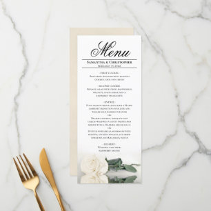 Menu A Elegante Ivory White Rose com Casamento de Refle
