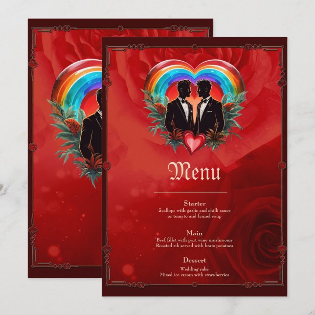 Menu A magia do momento: elegantes gay silhuetas. (Frente/Verso)