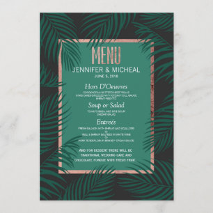 Menu A palmeira verde sae rosa preto do casamento