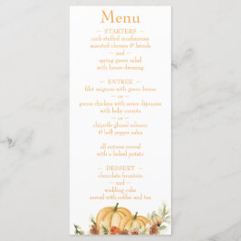 Menu Abóbora Aquarela Rústica Endereço de Retorno Casam