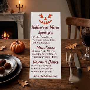 Menu Abóbora de Halloween Personalizada Feminina Jack O