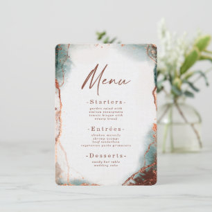 Menu Abstrato de Moderno Watercolor Terra Cotta Casamen