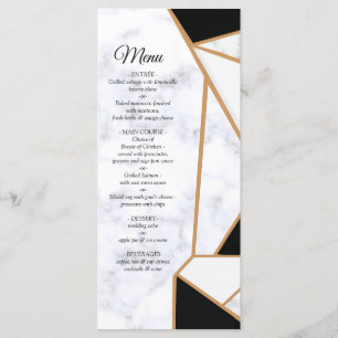 Menu Abstrato Dourado preto moderno no mármore branco