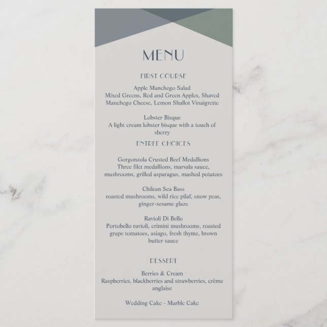 Menu Abstrato Geométrico Marinho do Sage Chic Azul (Frente)