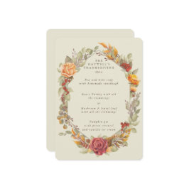 Menu Ação de Graças Frame Floral Flat 3 Curso