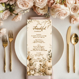 Menu Ação de Graças Moderna Neutra Sofisticada