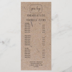 Menu Adicione Seu Logotipo Lista de Preços de Padaria C
