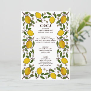 Menu Adorável Moldura de Aquarela Lemon Cria Moderna Ru