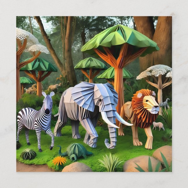 Menu  African animals in origame (Frente)