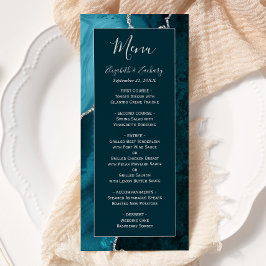 Menu Ágata Azul Teal Prata Casamento