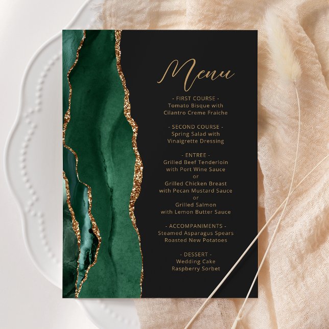 Menu Ágata Esmeralda Verde Dourado Escrito Casamento Es (Criador carregado)
