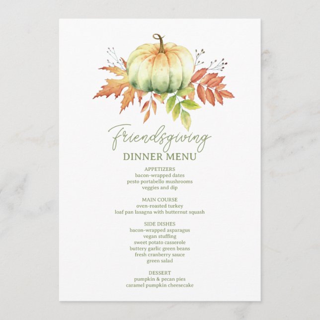 Menu Agradeço a amizade minimalista abençoada (Frente)