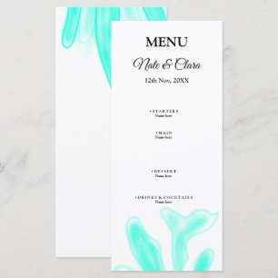 Menu Água verde azulada algas marinhas personalizadas p