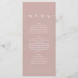 Menu Aguarela elegante cor-de-rosa obscura casamento