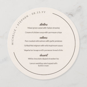 Menu Alabastro & Brown Curvada Names Round
