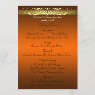 Menu alaranjado do casamento da grã-duquesa rolo