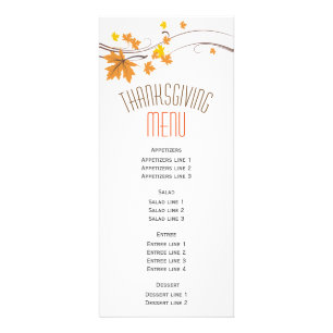 Menu alaranjado, marrom da acção de graças da
