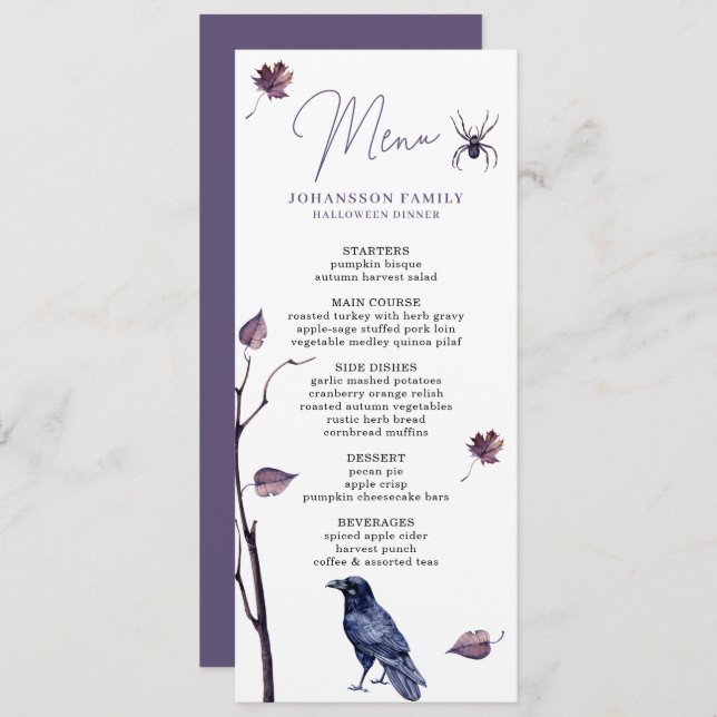 MENU ALÉM DE SPILHA DE CRUZAMENTO PRETO, O AUTUMN DEIXA (Frente/Verso)