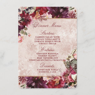 Menu Alice no País das Maravilhas Janta Floral sobre Vi