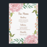 Menu AllRosa Vintage Dusty Pink Janto Floral<br><div class="desc">Possibilitando o Design de Flor Elegante, cor-de-água, cor-de-rosa, poeirenta, Rosa, com acentos de rosas, folhas, botões, folhagem e folha de ouro rosa. Sutis cores suaves de cor rosada poeirenta pastel, rosa-pinto, verdes, menta e pêssego. Uma chic de camisa parece perfeita para um casamento de primavera, verão ou jardim em sua...</div>