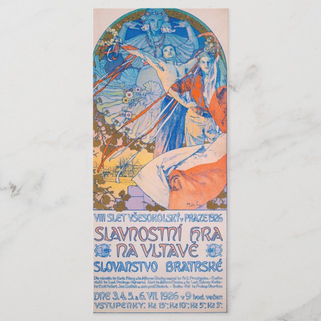Menu Alphonse Mucha para o Festival de Sokol (1926) (Frente)