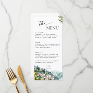 Menu Amalfi Coast Italy Lemon Wedding Summer