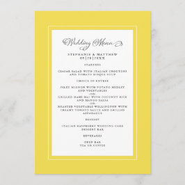Menu Amarelo Iluminado Casamento Moderno Bordas Chic