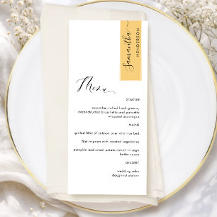 Menu Amarelo Personalizado com Nome do Convidado Cardáp