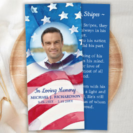 Menu American Flag Veteran Funeral Prayer Bookmark Card