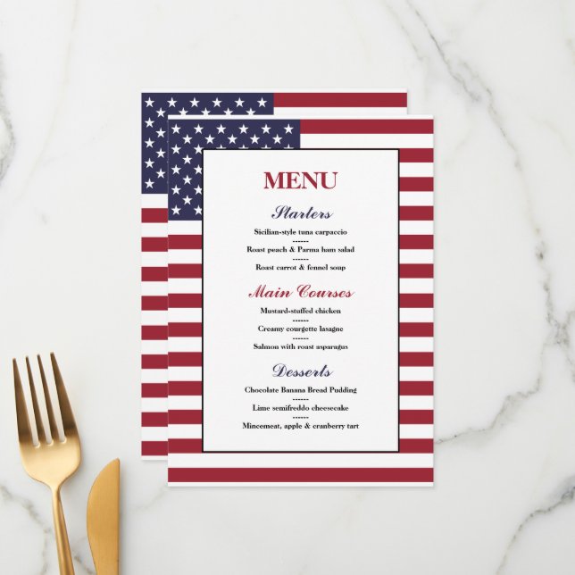 Menu American Flag Wedding (Frente/Verso In Situ)