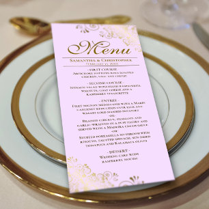 Menu Amigos de Ouro Elegante no Casamento Roxo Lilac