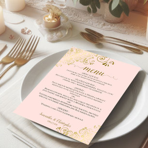 Menu Amigos Dourados Elegantes em Casamento Rosa Esmaga