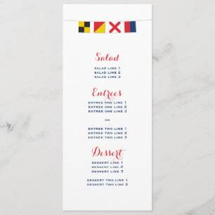 Menu AMOR em bandeiras náuticas coloridas
