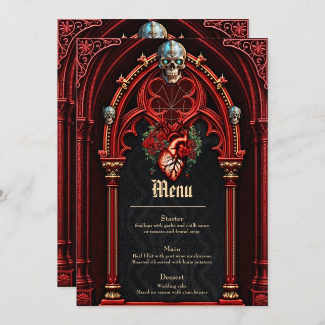 Menu Amor eterno à sombra dos rosas. (Frente/Verso)