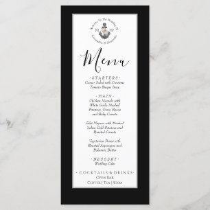Menu Âncora Floral Náutica Preta e Branca