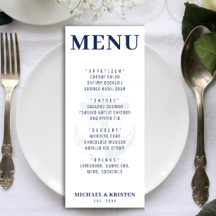 Menu Ancorado no Casamento de Âncora Náutica Branca