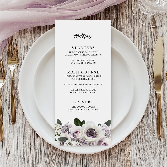 Menu Anêmona Branca e Chá de panela Floral Roxo (Criador carregado)