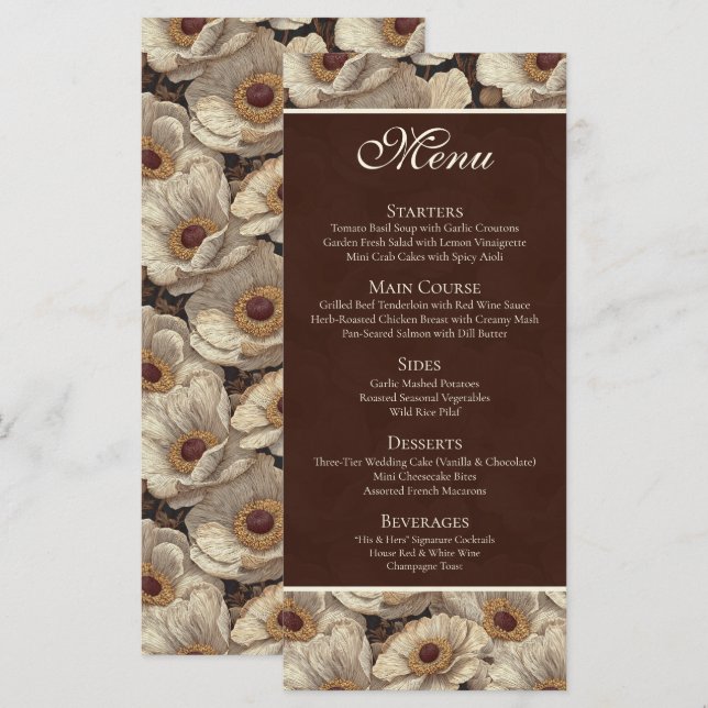 Menu Anêmonas Ousadas Jardim Estético Casamento (Frente/Verso)