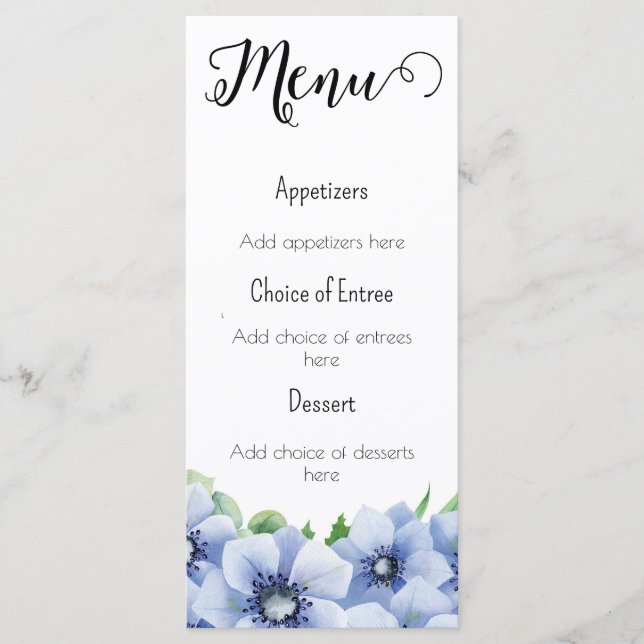 Menu Anemone Azul e Eucalyptus (Frente)